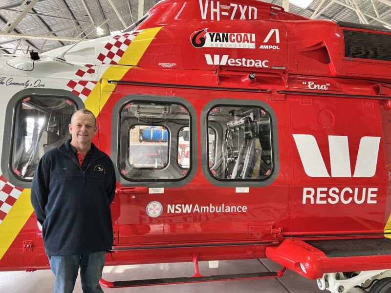 Tim Alt with westpac helicopter